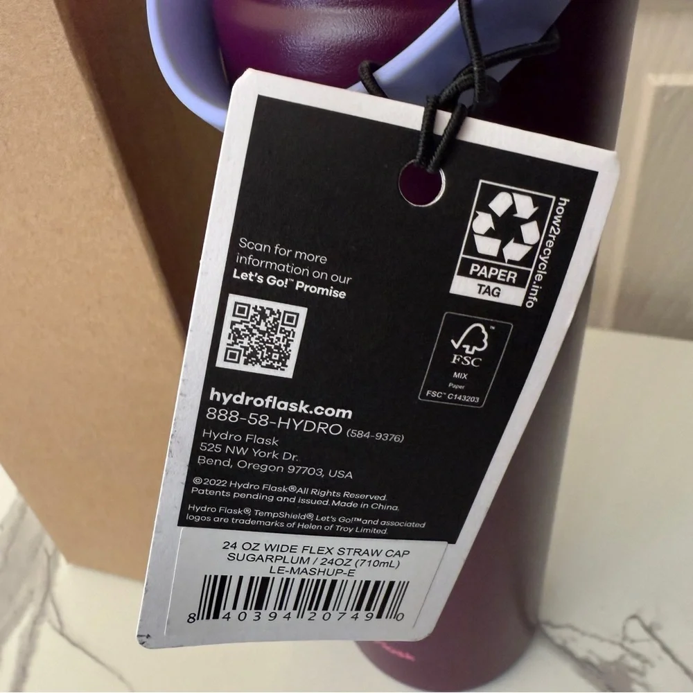 Hydro Flask 24oz Wide Mouth Straw Limited Remix: Sugar Plum & Holiday Punch - Picture 5 of 10